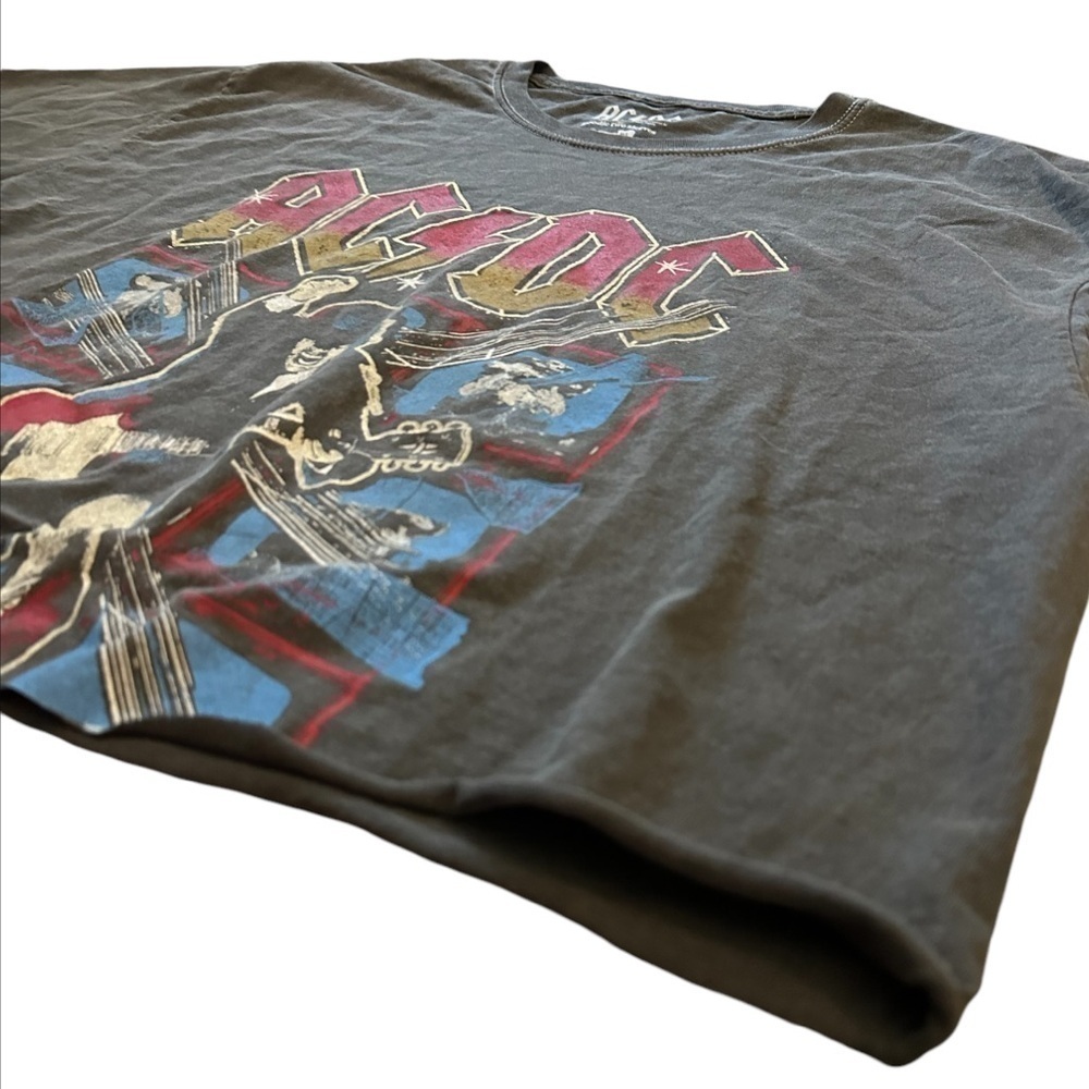 AC/DC Blow Up Your Video Graphic Tee Cropped Rolled Hem Retro Gray Size M/L - Picture 12 of 12